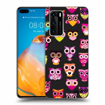 Picasee husă neagră din silicon pentru Huawei P40 - Owls