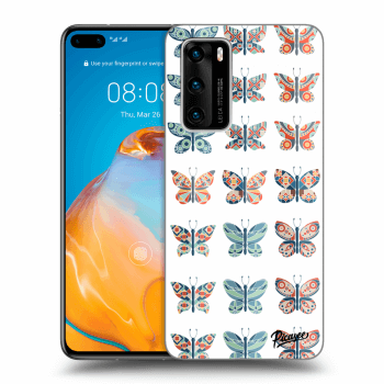 Picasee husă neagră din silicon pentru Huawei P40 - Butterflies