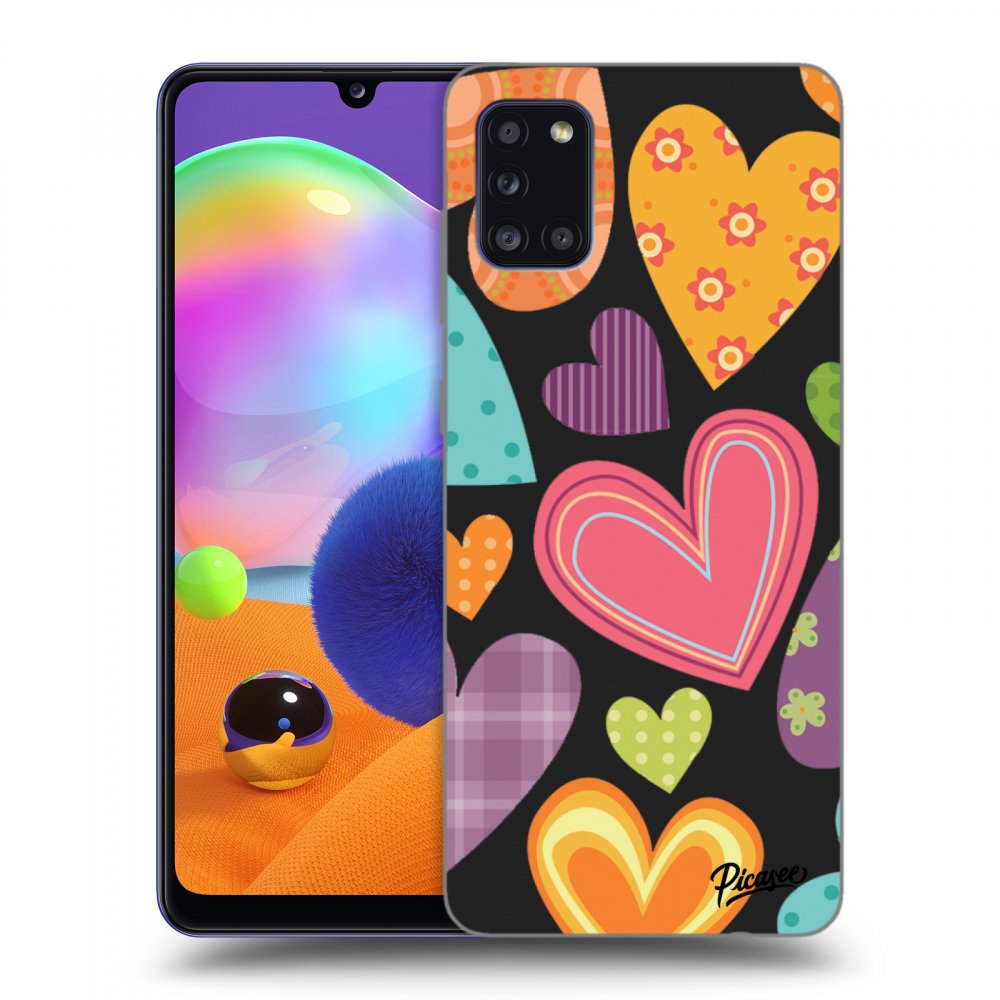 Picasee husă neagră din silicon pentru Samsung Galaxy A31 A315F - Colored heart