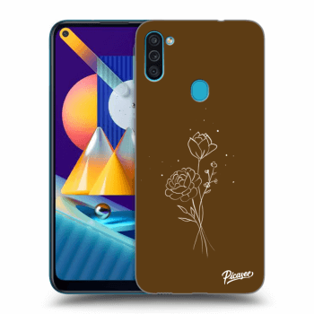 Picasee husă transparentă din silicon pentru Samsung Galaxy M11 - Brown flowers