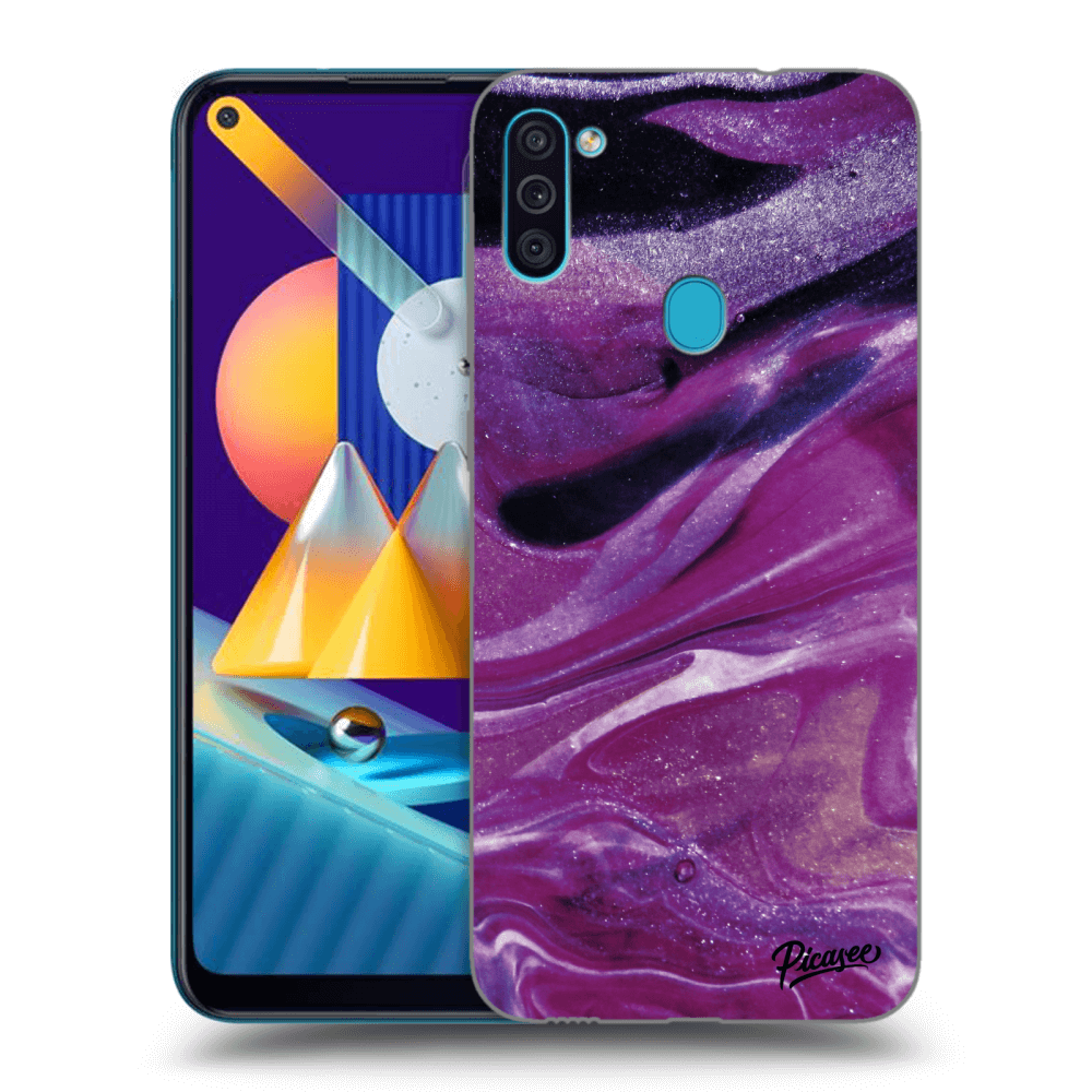 Picasee husă transparentă din silicon pentru Samsung Galaxy M11 - Purple glitter