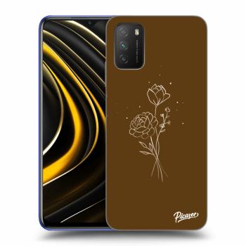 Picasee husă neagră din silicon pentru Xiaomi Poco M3 - Brown flowers