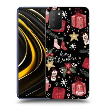 Picasee husă neagră din silicon pentru Xiaomi Poco M3 - Christmas