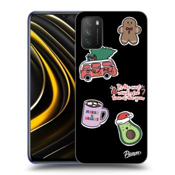 Picasee husă neagră din silicon pentru Xiaomi Poco M3 - Christmas Stickers