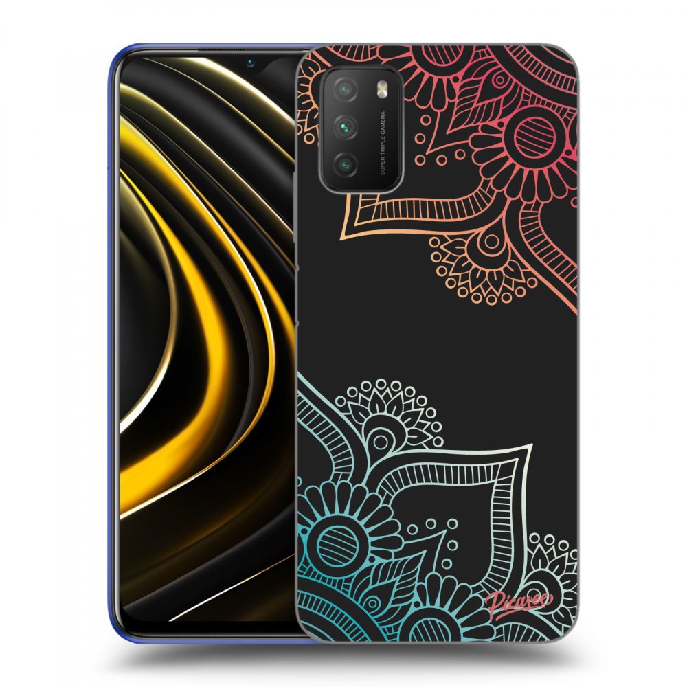 Picasee husă neagră din silicon pentru Xiaomi Poco M3 - Flowers pattern