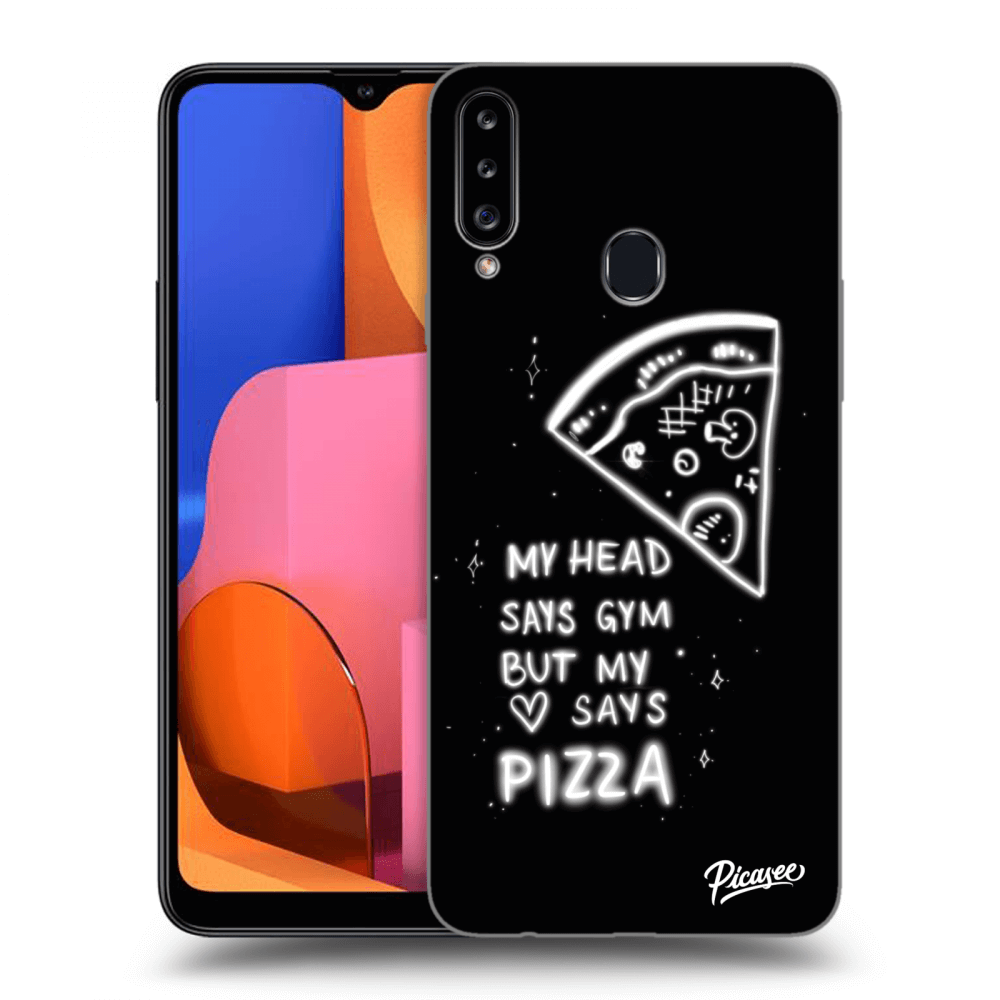 Picasee husă neagră din silicon pentru Samsung Galaxy A20s - Pizza
