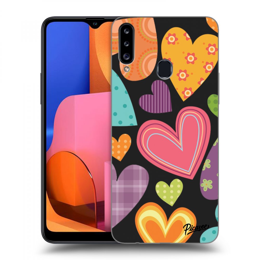 Picasee husă neagră din silicon pentru Samsung Galaxy A20s - Colored heart