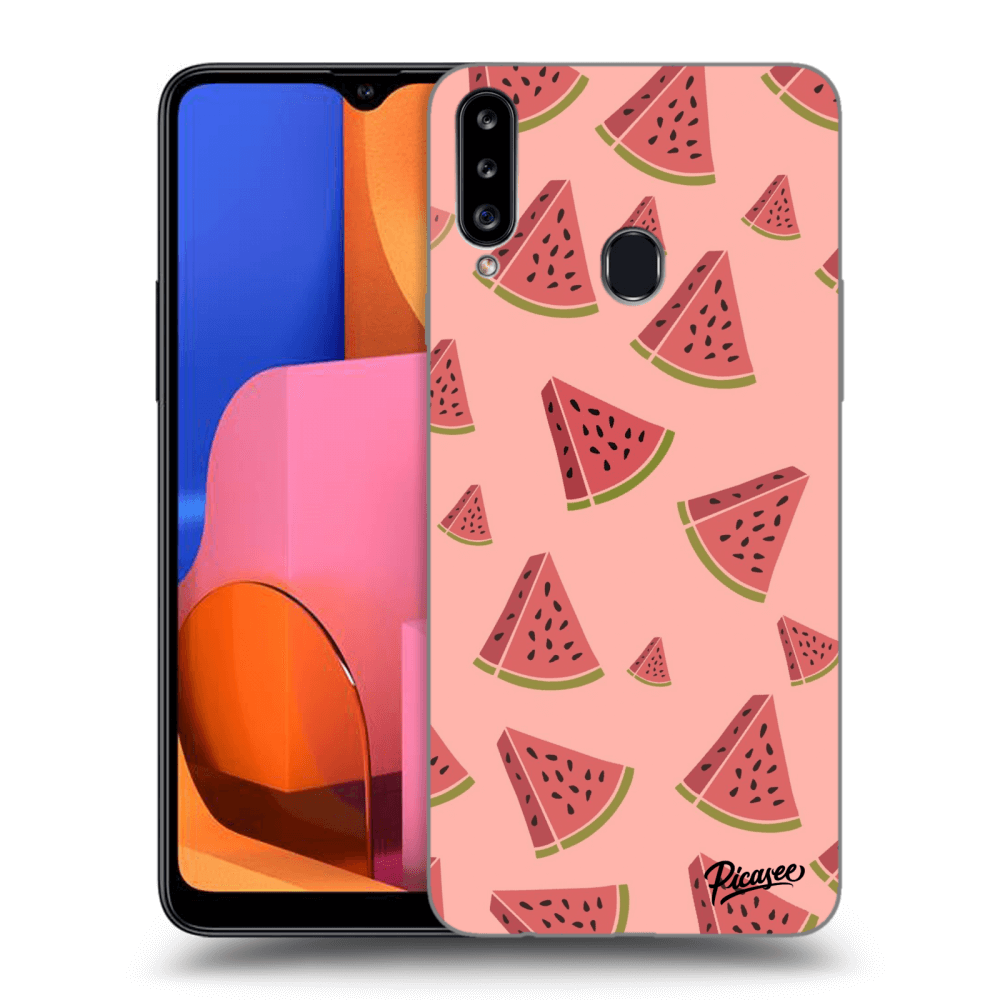 Picasee husă neagră din silicon pentru Samsung Galaxy A20s - Watermelon