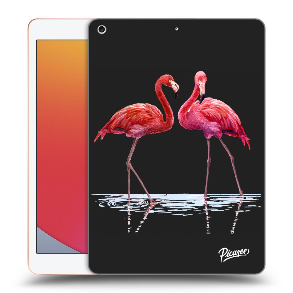 Picasee husă neagră din silicon pentru Apple iPad 10.2" 2020 (8. gen) - Flamingos couple