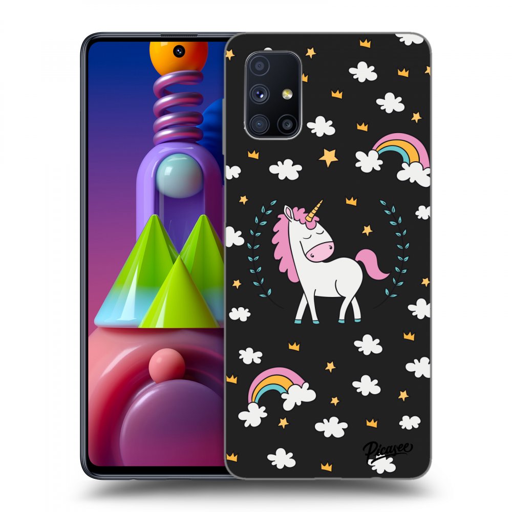 Picasee husă neagră din silicon pentru Samsung Galaxy M51 M515F - Unicorn star heaven