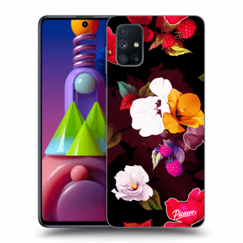Picasee husă neagră din silicon pentru Samsung Galaxy M51 M515F - Flowers and Berries