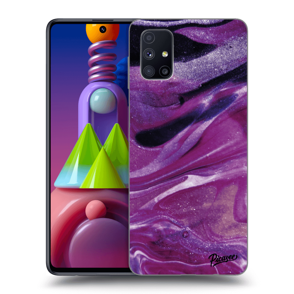 Picasee husă neagră din silicon pentru Samsung Galaxy M51 M515F - Purple glitter