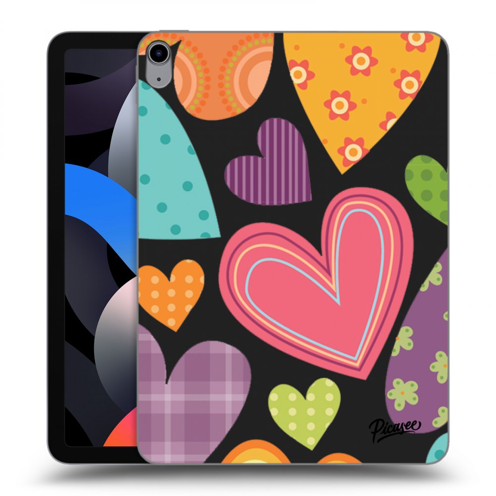 Picasee husă neagră din silicon pentru Apple iPad Air 4 10.9" 2020 - Colored heart