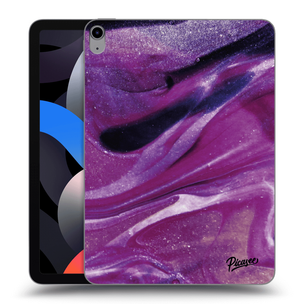 Picasee husă neagră din silicon pentru Apple iPad Air 4 10.9" 2020 - Purple glitter