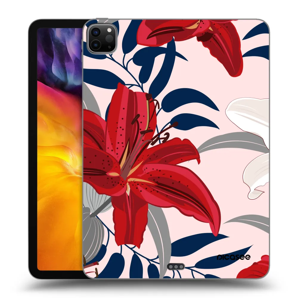 Picasee husă neagră din silicon pentru Apple iPad Pro 11" 2020 (2.gen) - Red Lily