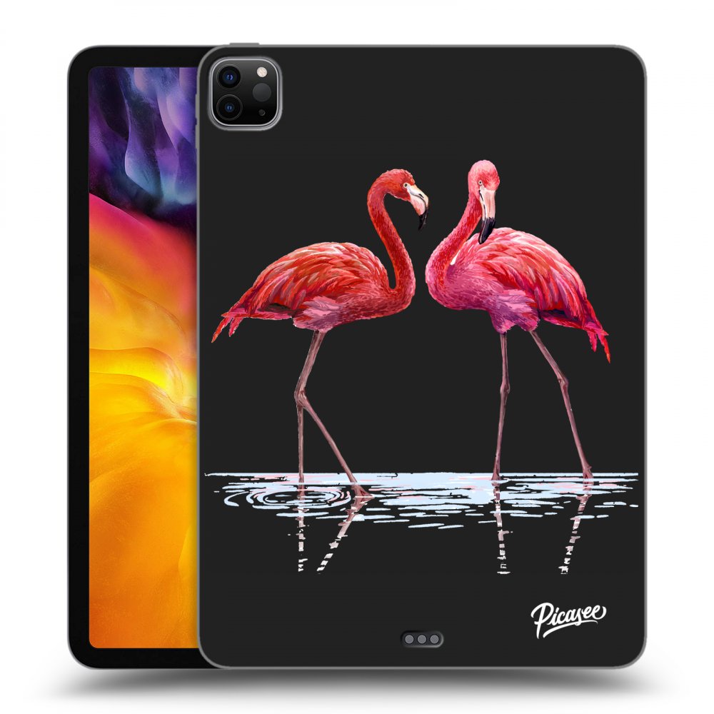 Picasee husă neagră din silicon pentru Apple iPad Pro 11" 2020 (2.gen) - Flamingos couple