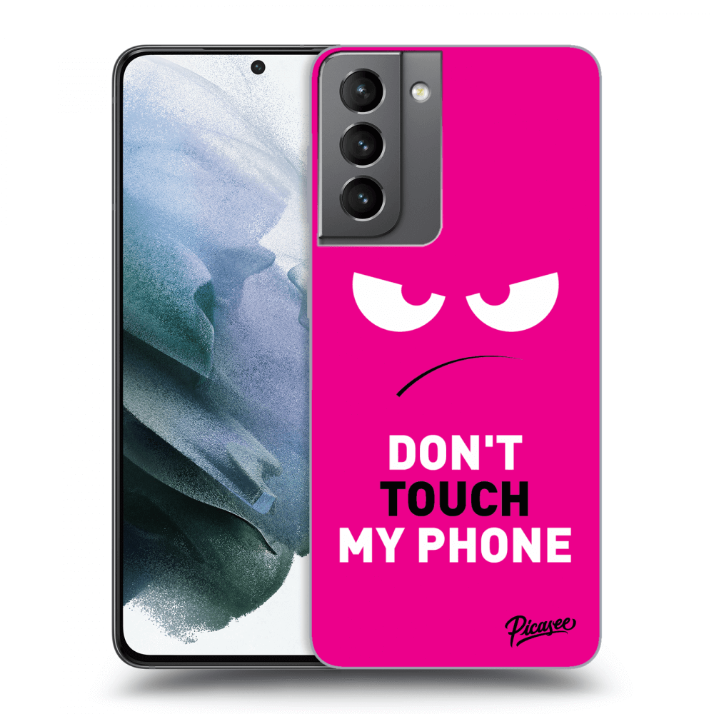 Picasee husă neagră din silicon pentru Samsung Galaxy S21 5G G991B - Angry Eyes - Pink