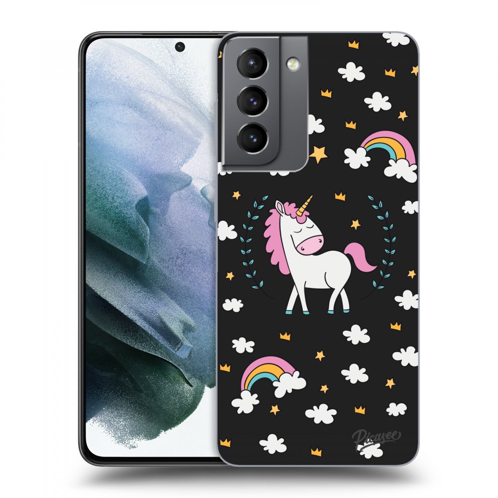 Picasee husă neagră din silicon pentru Samsung Galaxy S21 5G G991B - Unicorn star heaven