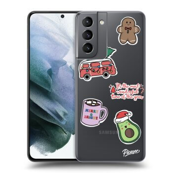 Picasee husă transparentă din silicon pentru Samsung Galaxy S21 5G G991B - Christmas Stickers