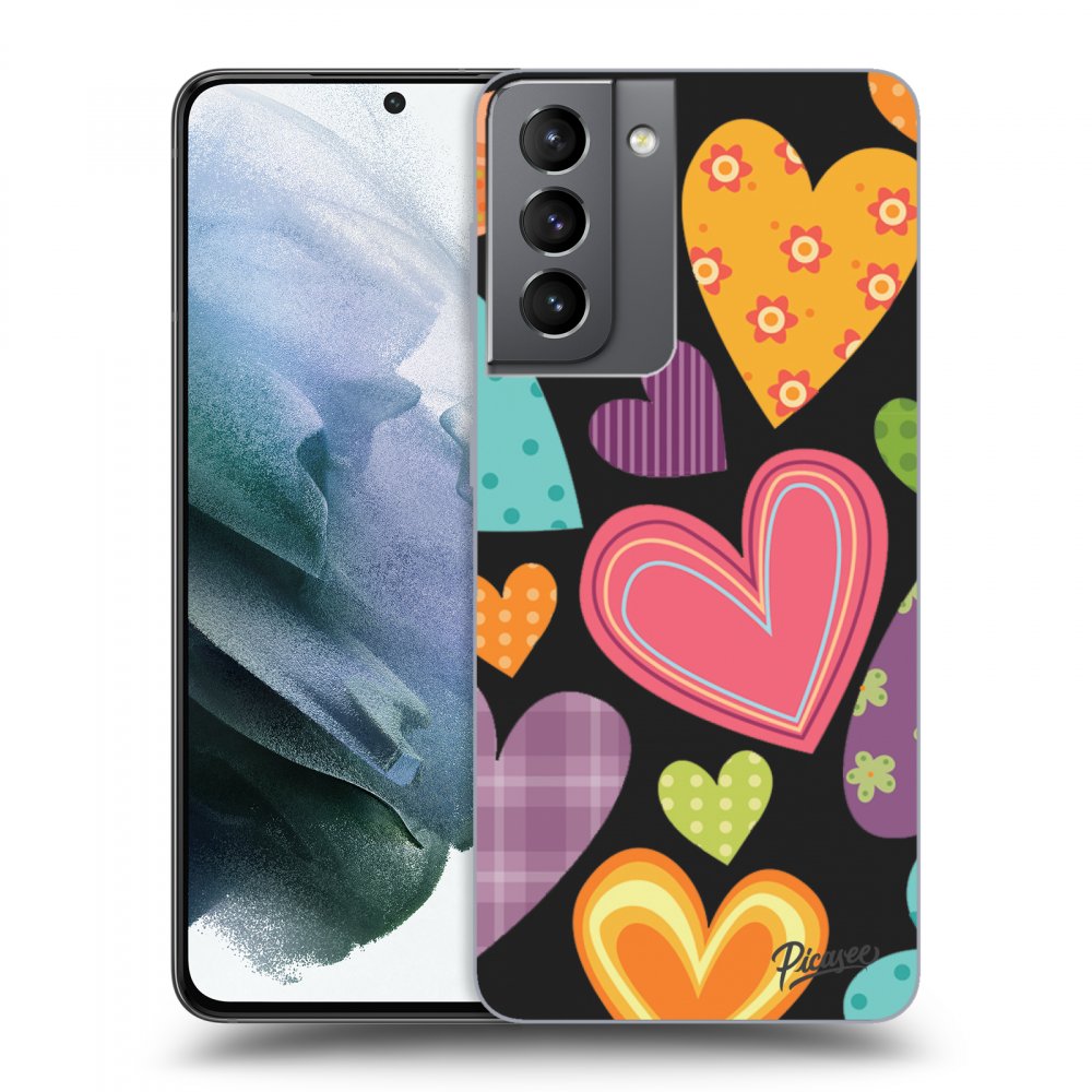 Picasee husă neagră din silicon pentru Samsung Galaxy S21 5G G991B - Colored heart