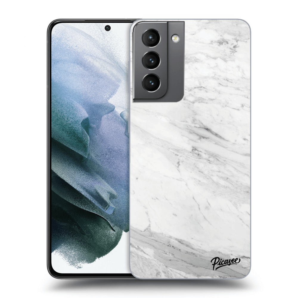 Picasee husă neagră din silicon pentru Samsung Galaxy S21 5G G991B - White marble