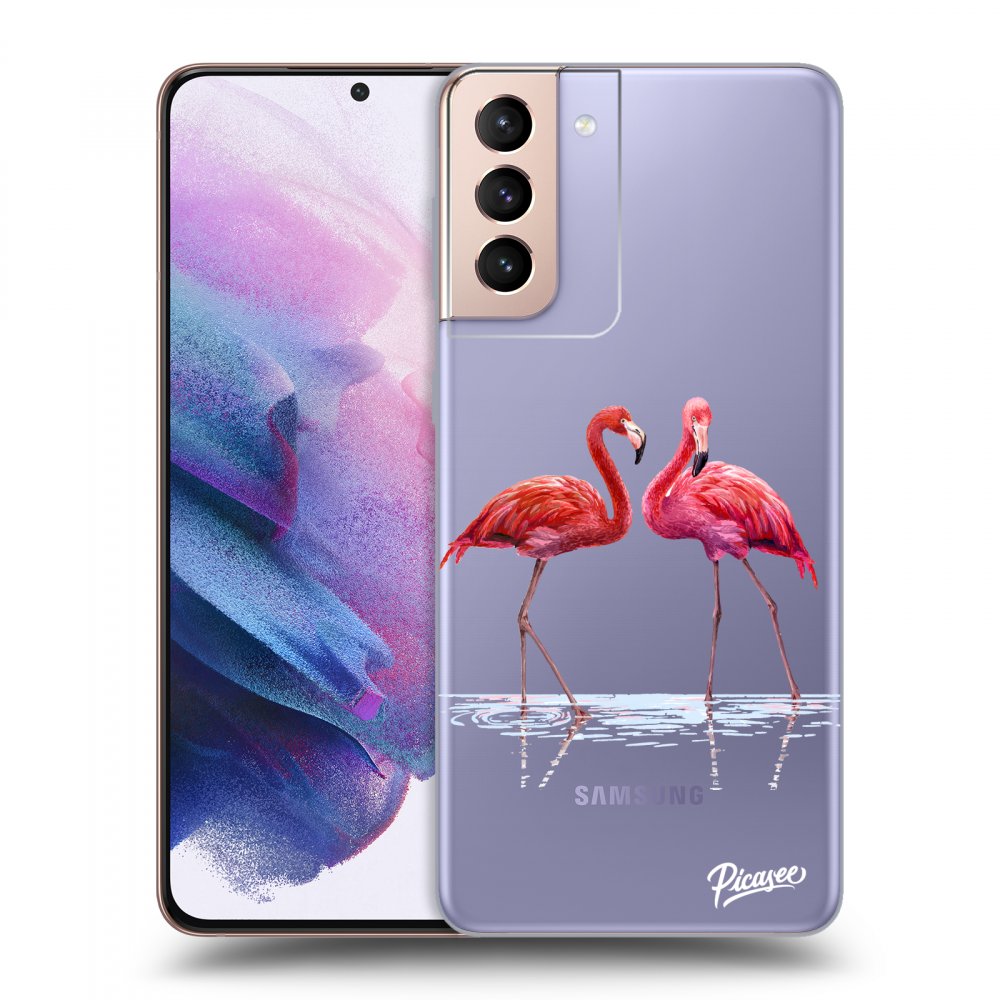 Picasee husă transparentă din silicon pentru Samsung Galaxy S21+ 5G G996F - Flamingos couple