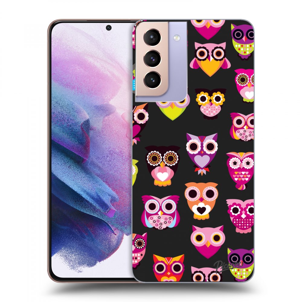Picasee husă neagră din silicon pentru Samsung Galaxy S21+ 5G G996F - Owls