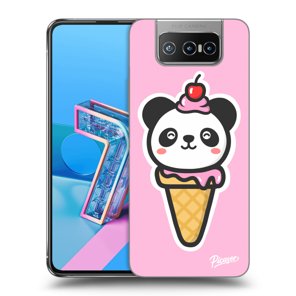 Picasee husă transparentă din silicon pentru Asus Zenfone 7 ZS670KS - Ice Cream Panda