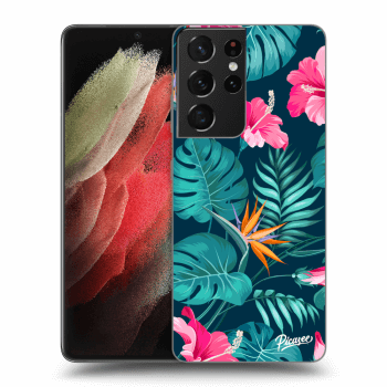 Husă pentru Samsung Galaxy S21 Ultra 5G G998B - Pink Monstera