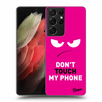 Picasee husă neagră din silicon pentru Samsung Galaxy S21 Ultra 5G G998B - Angry Eyes - Pink