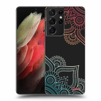 Picasee husă neagră din silicon pentru Samsung Galaxy S21 Ultra 5G G998B - Flowers pattern