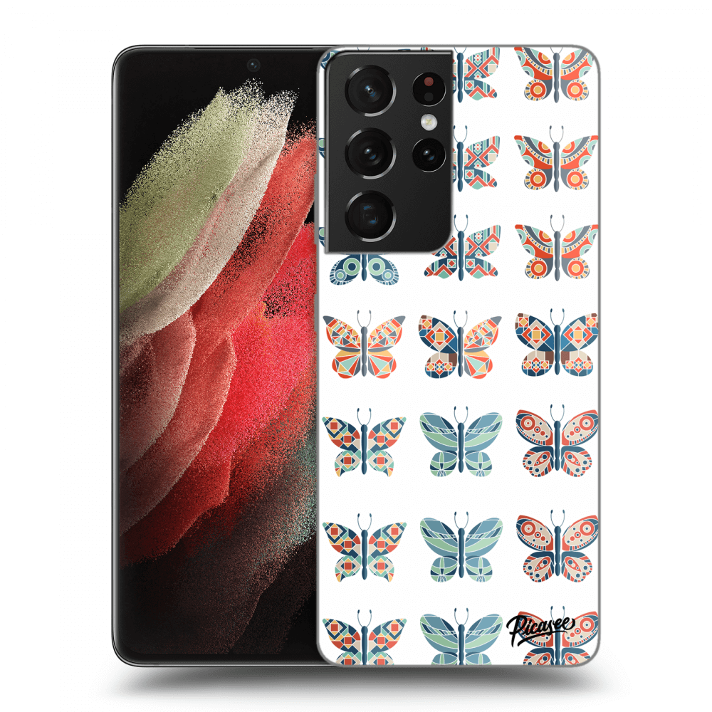 Picasee husă transparentă din silicon pentru Samsung Galaxy S21 Ultra 5G G998B - Butterflies