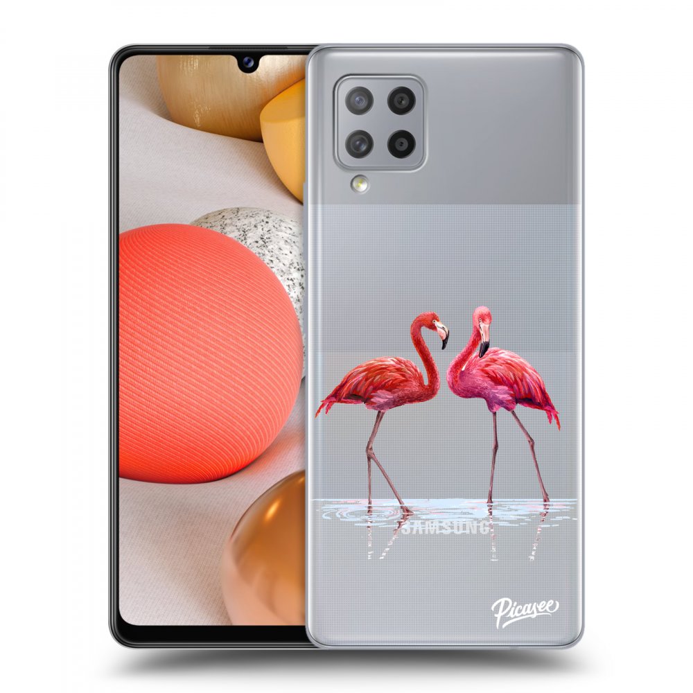 Picasee husă transparentă din silicon pentru Samsung Galaxy A42 A426B - Flamingos couple