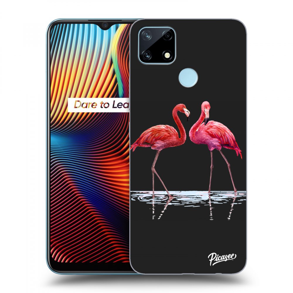 Picasee husă neagră din silicon pentru Realme 7i - Flamingos couple