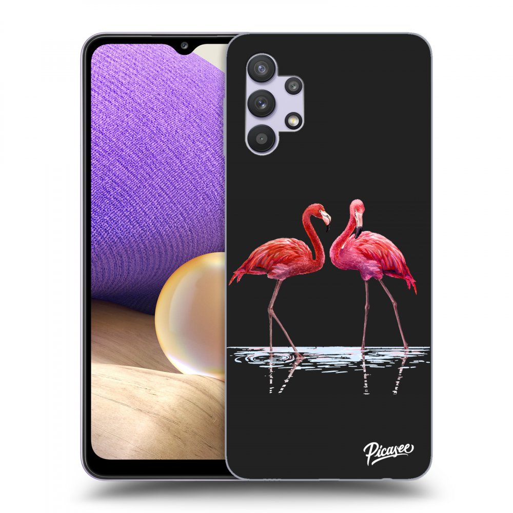 Picasee husă neagră din silicon pentru Samsung Galaxy A32 5G A326B - Flamingos couple