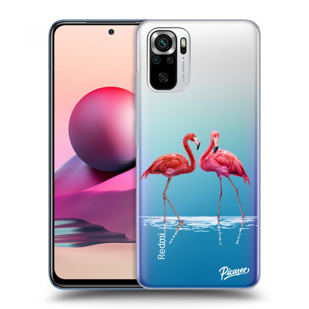 Picasee husă transparentă din silicon pentru Xiaomi Redmi Note 10S - Flamingos couple