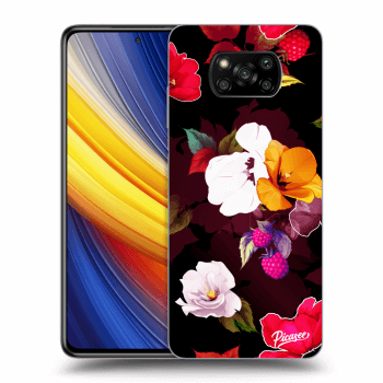 Picasee husă neagră din silicon pentru Xiaomi Poco X3 Pro - Flowers and Berries