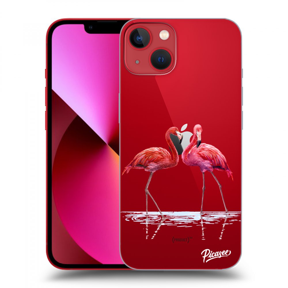 Picasee husă transparentă din silicon pentru Apple iPhone 13 - Flamingos couple