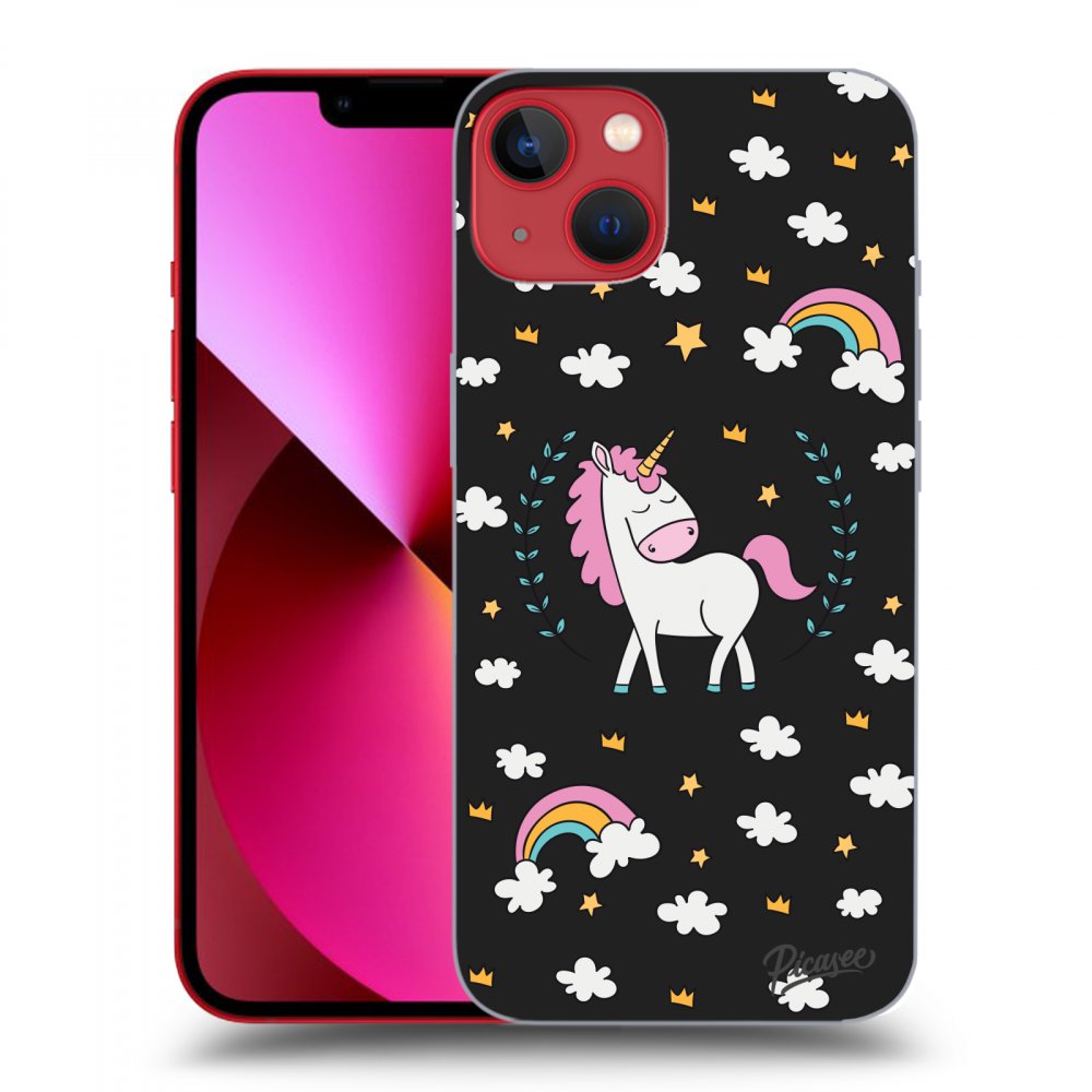 Picasee husă neagră din silicon pentru Apple iPhone 13 - Unicorn star heaven