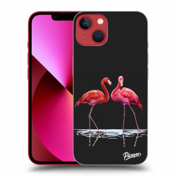 Picasee husă neagră din silicon pentru Apple iPhone 13 - Flamingos couple