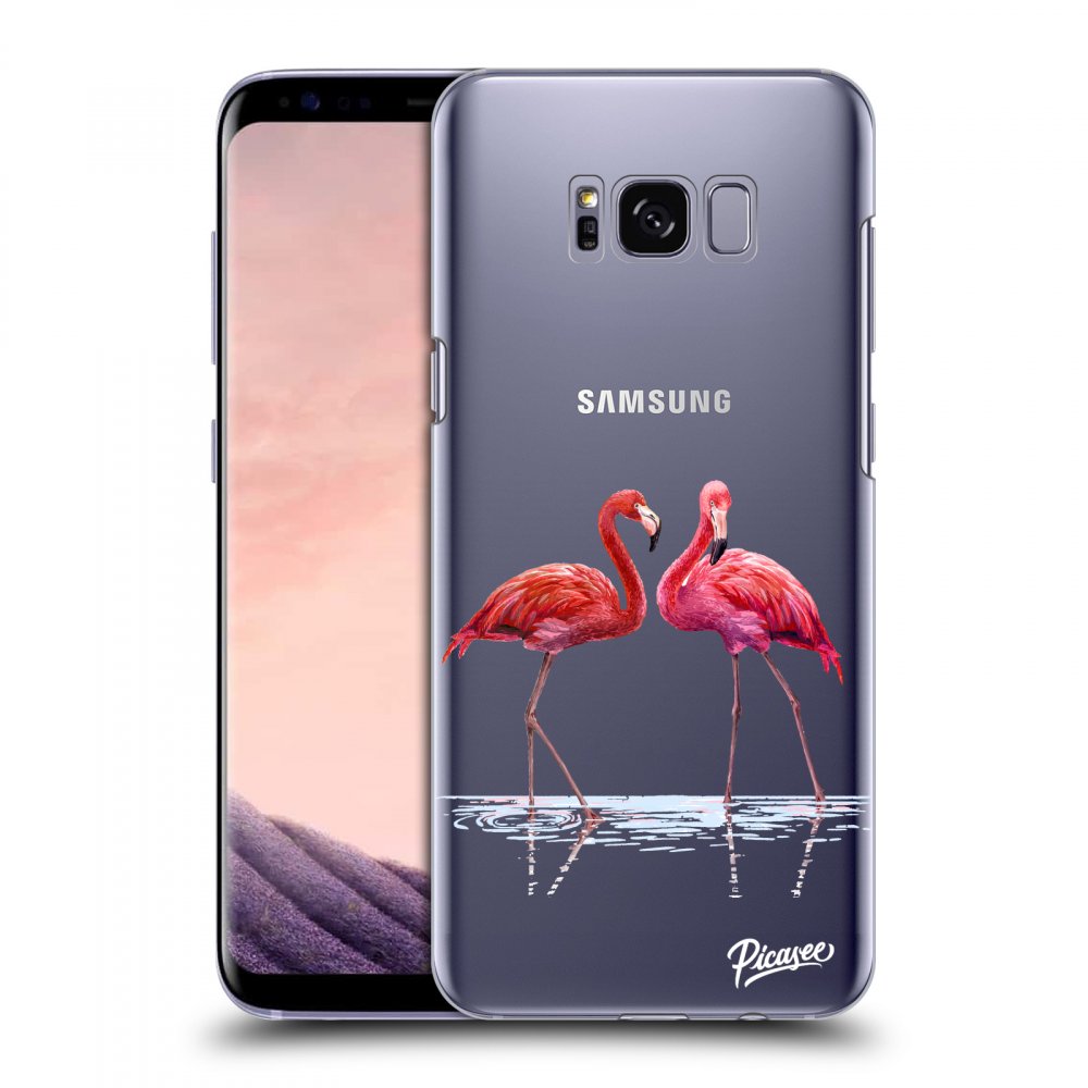 Picasee husă transparentă din silicon pentru Samsung Galaxy S8+ G955F - Flamingos couple