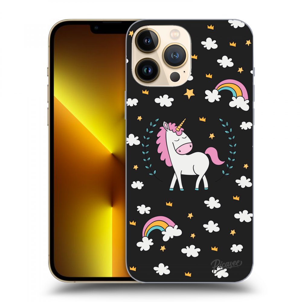Picasee husă neagră din silicon pentru Apple iPhone 13 Pro Max - Unicorn star heaven
