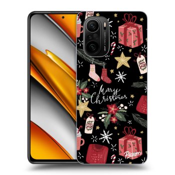 Picasee husă neagră din silicon pentru Xiaomi Poco F3 - Christmas