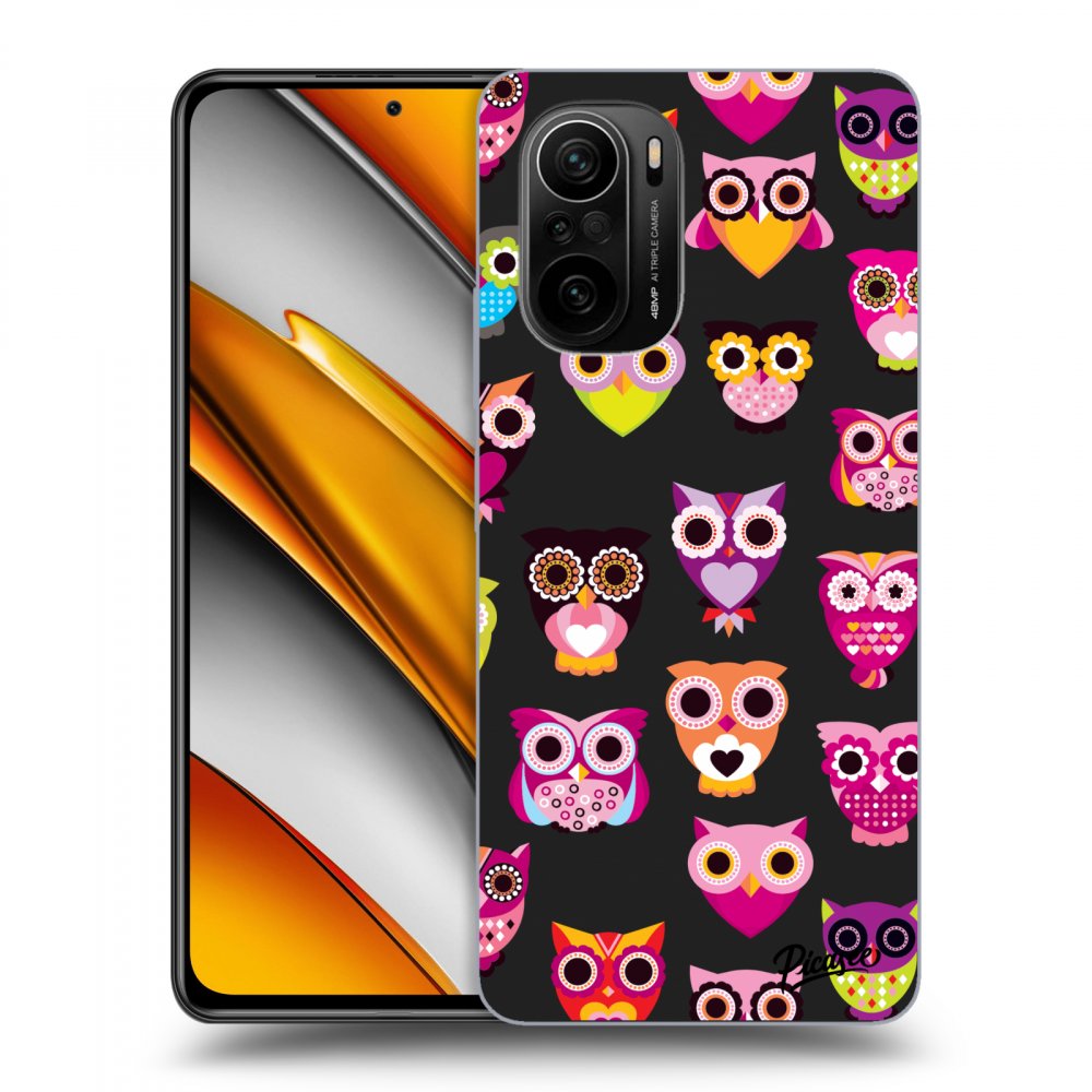 Picasee husă neagră din silicon pentru Xiaomi Poco F3 - Owls