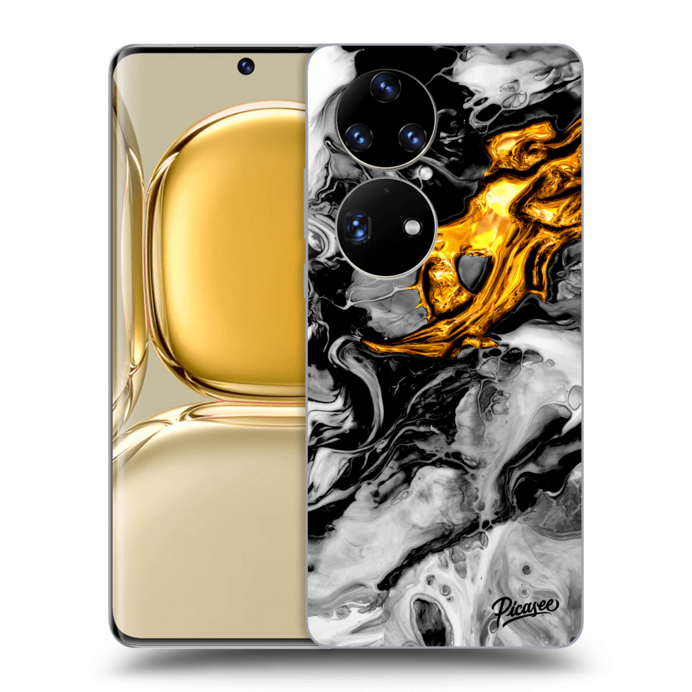 Picasee husă transparentă din silicon pentru Huawei P50 - Black Gold 2