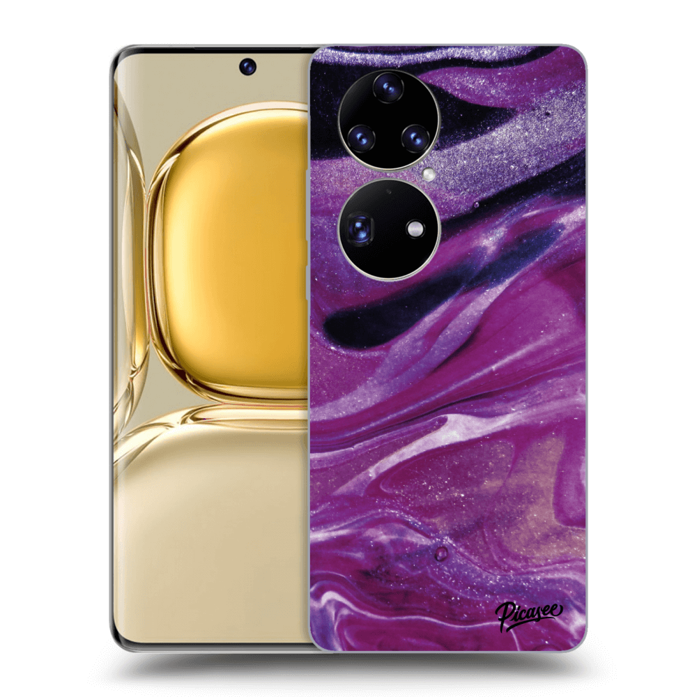Picasee husă transparentă din silicon pentru Huawei P50 - Purple glitter