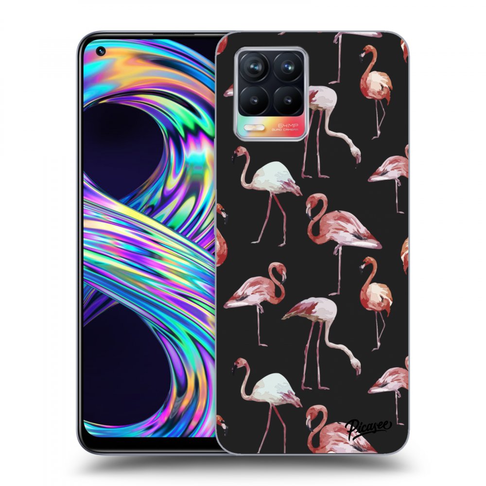 Picasee husă neagră din silicon pentru Realme 8 4G - Flamingos