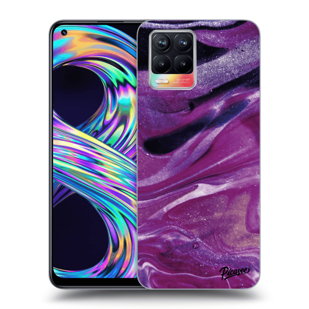 Picasee husă transparentă din silicon pentru Realme 8 4G - Purple glitter