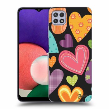 Picasee husă neagră din silicon pentru Samsung Galaxy A22 A226B 5G - Colored heart