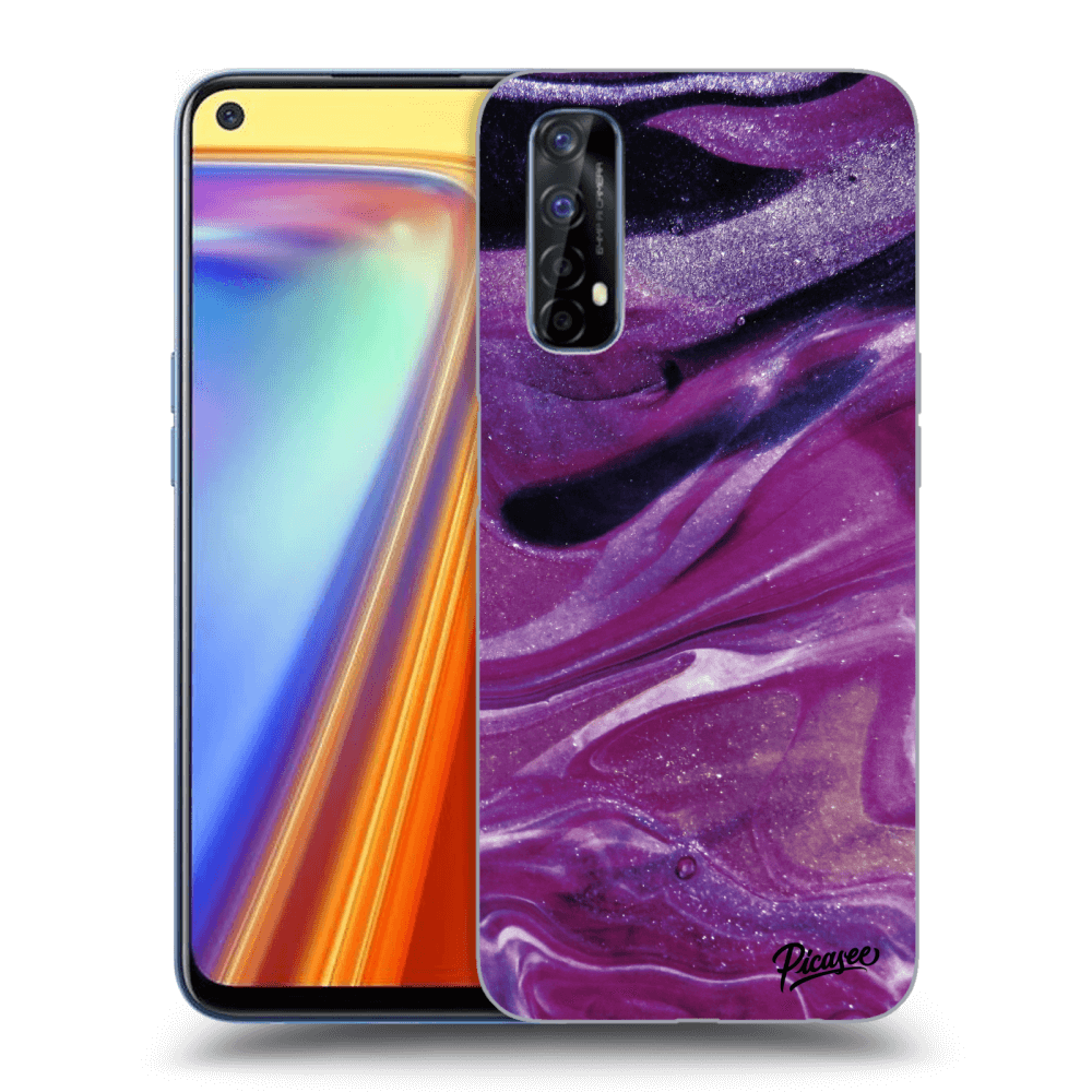 Picasee husă transparentă din silicon pentru Realme 7 - Purple glitter